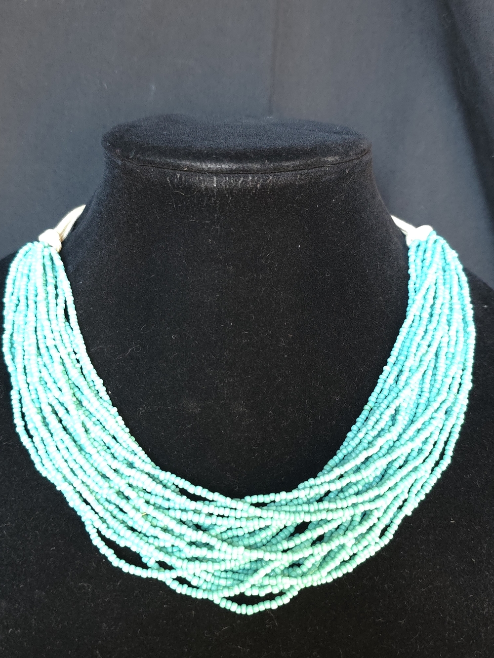 Vintage Turquoise Multi-Strand Seed Bead Necklace